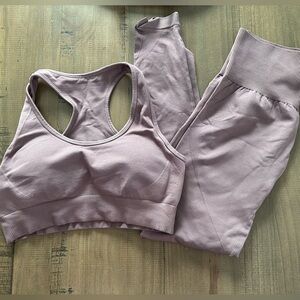 Pink mauve sports bra and athletic wear